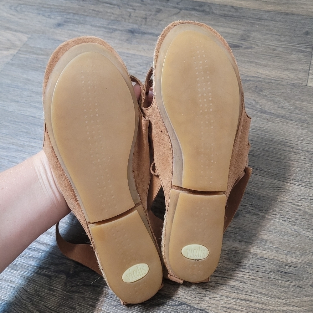 Vialis leather flat espadrile sandals size 38 gladiator - Picture 5 of 5
